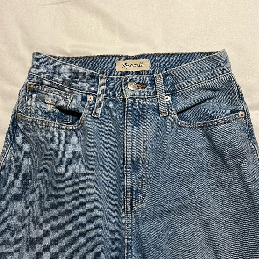 Madewell light washed, ripped jeans
